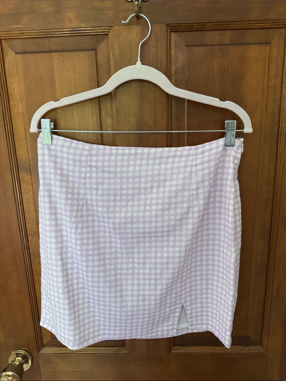 ASOS Lavender Gingham Mini Skirt with Front Slit